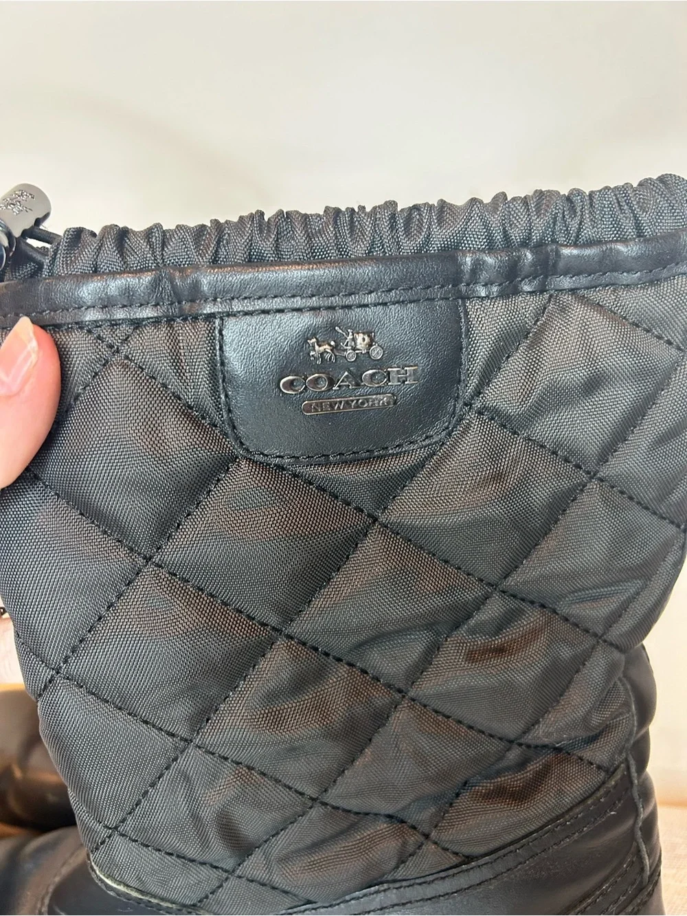 COACH womens Brown Quilted Winter Boots